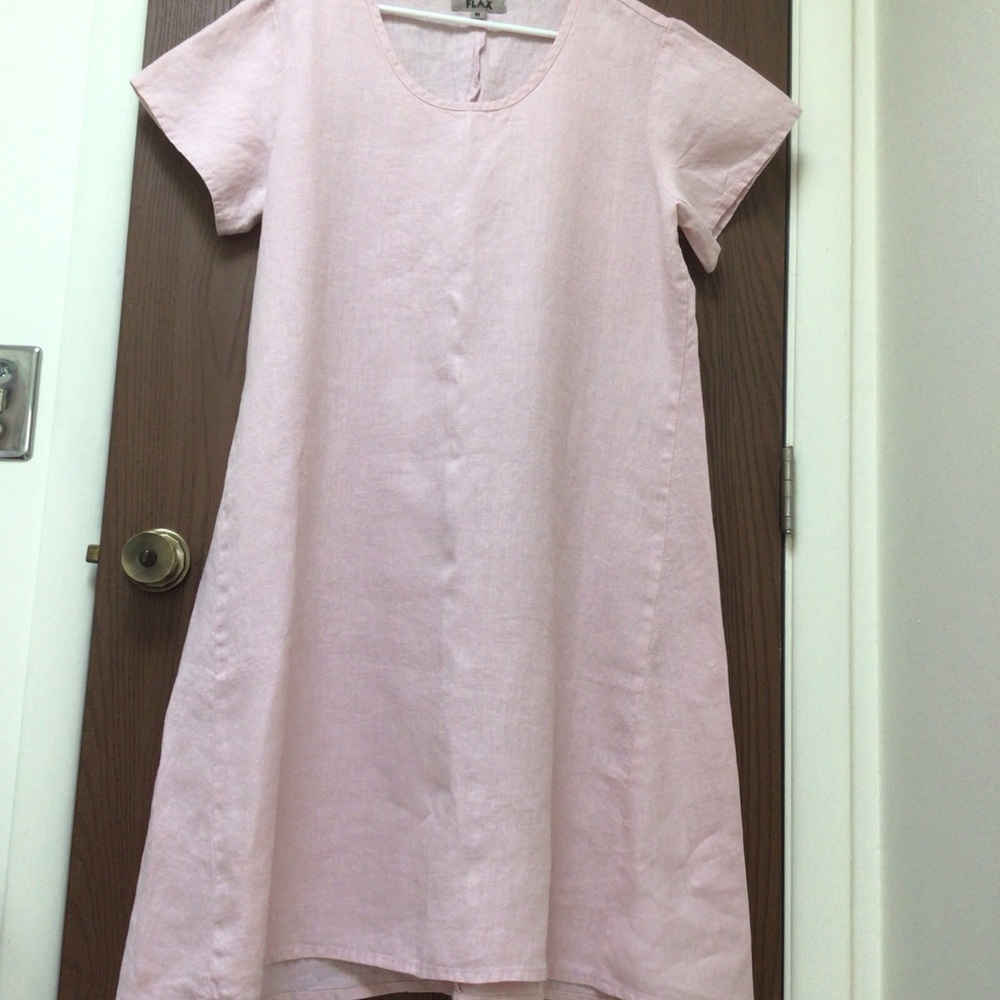 Flax Light Pink Linen Midi Dress - Picture 11 of 11